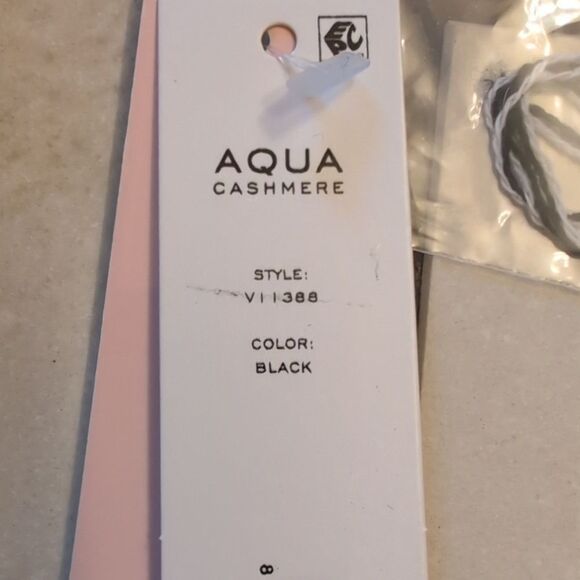 NWT Aqua Cashmere Sweater Bellissima Black Crew Neck Size S - Picture 6 of 11